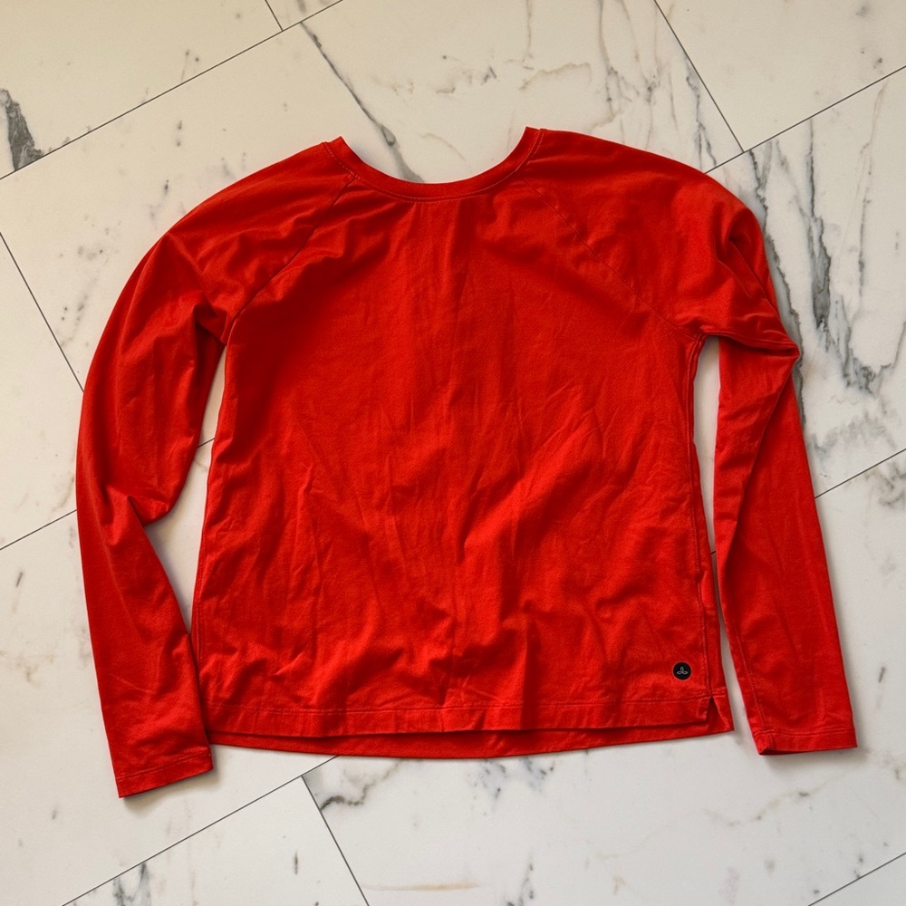 Prana Orange Aplenglow Long Sleeve Crew Neck Tee